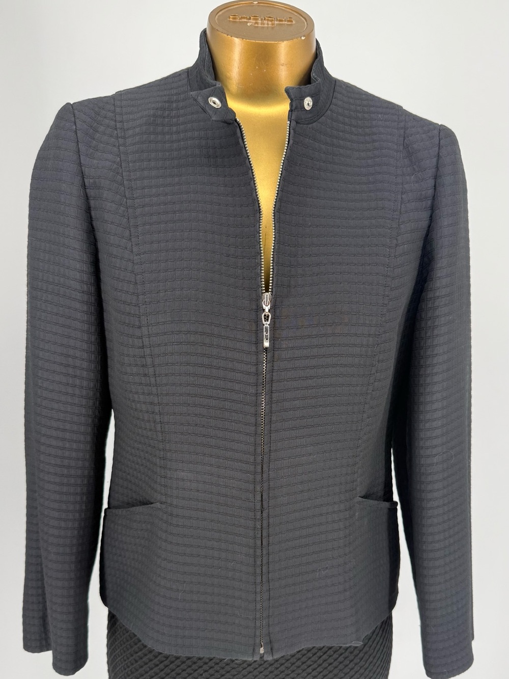 Louben Women's Black Textured Zip-Front Jacket Size 6
